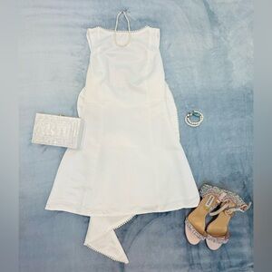 White Dress with Pearl Trim